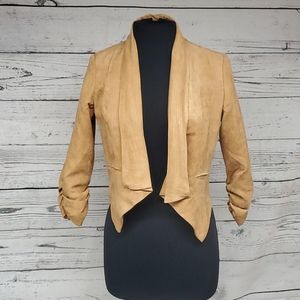 Tan Faux Suede Blazer 3/4 Sleeve